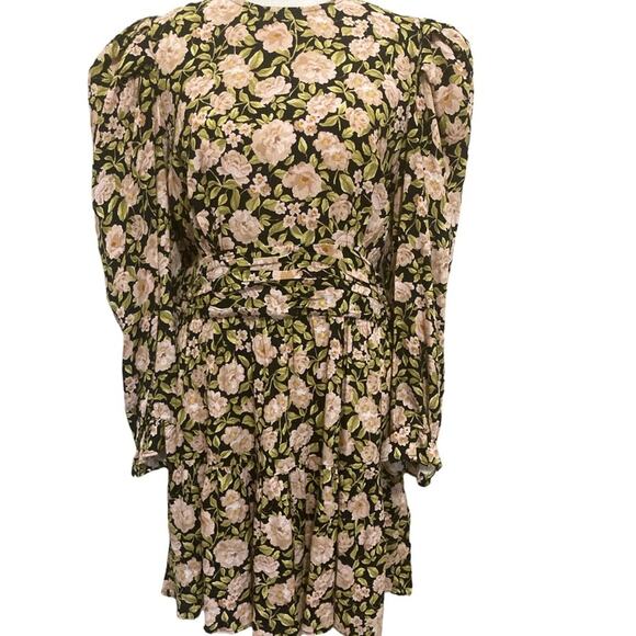 Zara Floral Dress size L w/ Pink Dainty Flowers Open Back Long Sleeve - Picture 1 of 11
